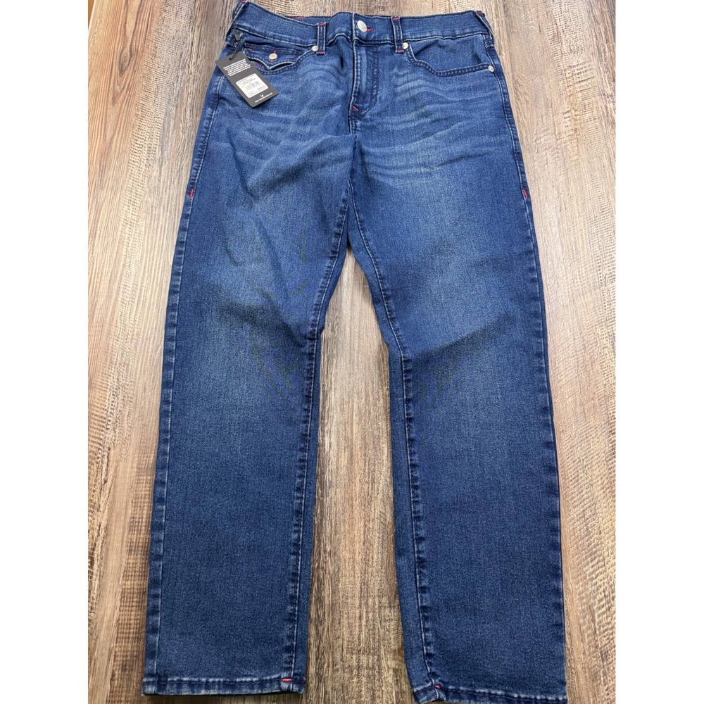 True Religion Geno Big T Flap Slim Jeans Mens 34 Dark Shivering Wash 701182
